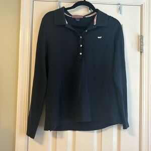 Vineyard vines size l navy blue long sleeve shirt with ruffles